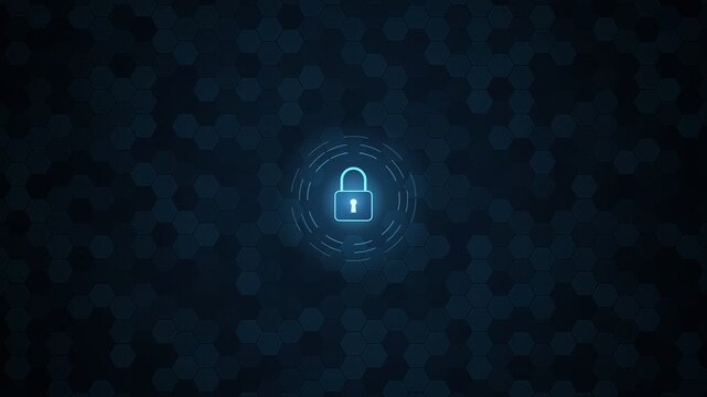 Cybersecurity Hex Lattice Padlock Scan Seamless Loop