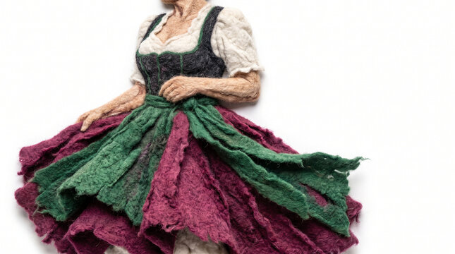 Traditional German dirndl dress made from colorful textiles  