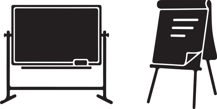 Blackboard and flip chart on stands