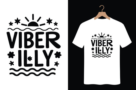 Viber illy summer graphic design with sun stars and wave elements on t-shirt apparel