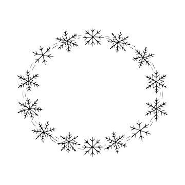 PNG Elegant snowflake wreath illustration.