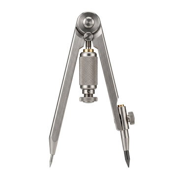 Precision metal drafting compass drawing tool isolated