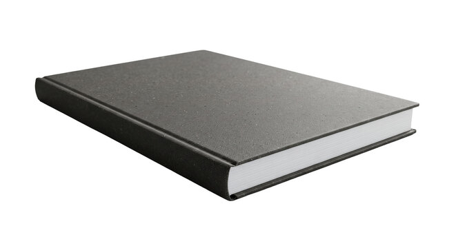 Closed dark grey textured hardcover book mockup perspective