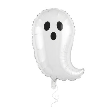 White ghost foil helium balloon for halloween isolated