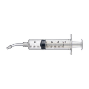 Curved tip plastic medical irrigation syringe 60ml