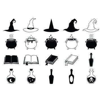 Spooky Magic Potions and Witchcraft Elements Vector Set