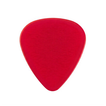Bright red guitar pick isolated on clean surface