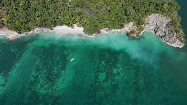 playa quesera, Costa Rica, Guanacaste, beach, tropical beach, turquoise water, clear water, tropical ocean, ocean, sea, coastline, coast, bay, cove, aerial view, drone footage, drone, beach aerial