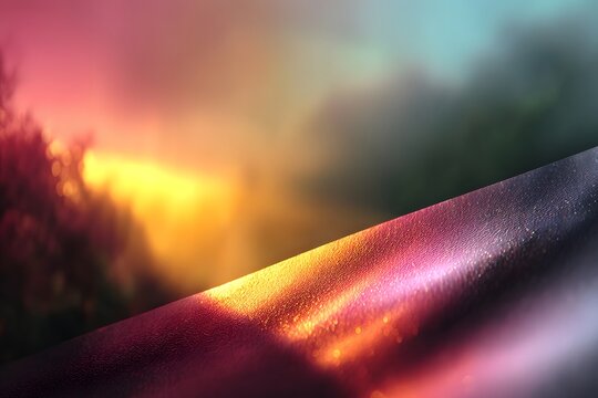 Dramatic landscape with a dark angled hill and colorful glowing sunset sky background