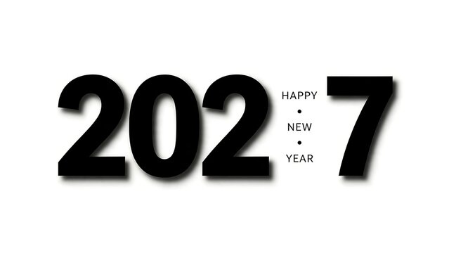 The black numbers '2027' on a white background, with the words 'Happy New Year' between the numbers '202' and '7', are perfect for a New Year's celebration theme.