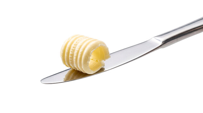 Fresh Butter Slices On Knife Edge transparent background