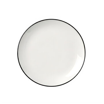 Simple round white ceramic plate isolated on a white background