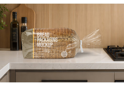 Bread Package Mockup for Business Presentation and Commercial Design