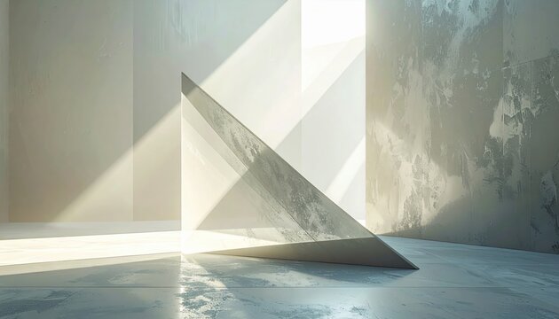 Layered Translucent Geometric Sculpture Bathed in Dramatic Light and Shadow