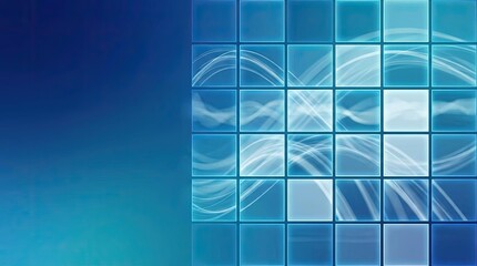 Obraz premium Blue abstract digital grid with white wave overlay