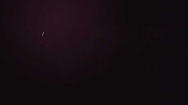Magenta comet arc over dark world map seamless loop