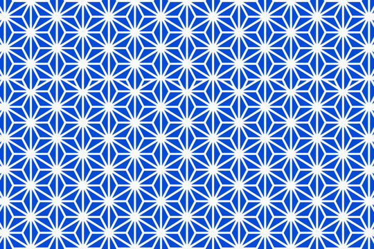 Blue and White Geometric Asanoha Pattern