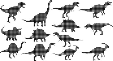 Set of various dinosaur silhouettes © Rehena