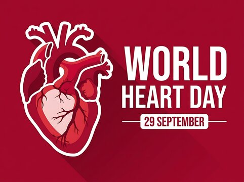 World heart day concept illustration with anatomical heart