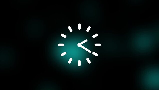 White Analog Clock Face Animation in Horizontal Layout, Elegant Time Indicator on Black Background, 4K Seamless Loop