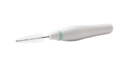Fototapeta premium Interdental cleaning brush for daily oral hygiene, dental care routines, personal care products and bathroom essentials. Isolated on White background.