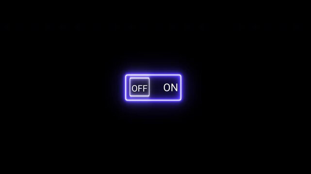 Neon Glowing ON OFF Switch Button Animation, Turning On-Off Toggle Slide Button Animation in 4K, Modern UI Interface Switch Control for Mobile Apps, Websites and Software Design

