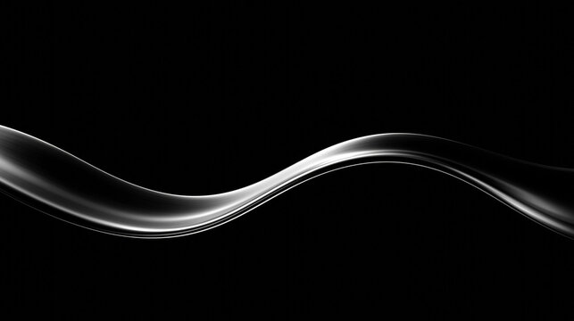 Abstract Liquid Chrome Wave on Black Background