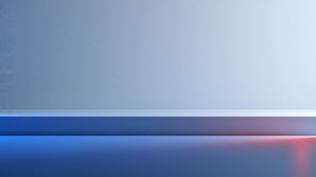 Empty Modern Podium Stage with Neon Light for Product Display