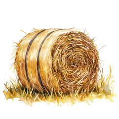 watercolor of Hay Bale Halloween illustration, isolated on a white background. © lunaris