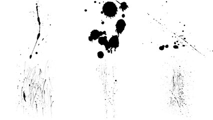 Obraz premium Black ink splatter PNG overlay with artistic paint drops and grunge texture for compositing