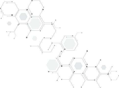 Futuristic technology and science elements, DNA strands, connected neural web