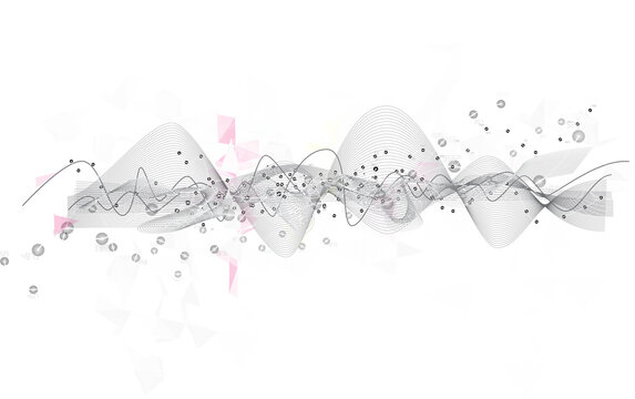 Futuristic technology and science elements, DNA strands, connected neural web