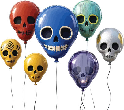 Colorful skull balloons for day of the dead celebration party decoration