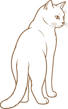 Simple line drawing of a cute cat looking to the side
