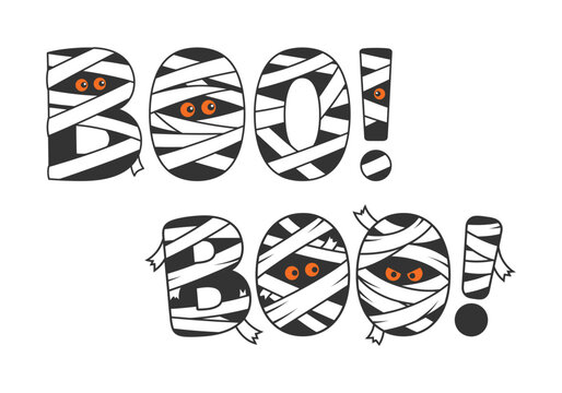 Mummy Halloween with Boo Text Illustration