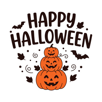 Happy Halloween Pumpkins Stacked Illustration