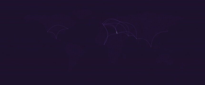Cinematic widescreen dot matrix world map pulse anamorphic loop