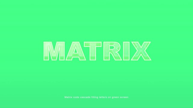 Digital Matrix Code Cascading Letters on Green Screen Display