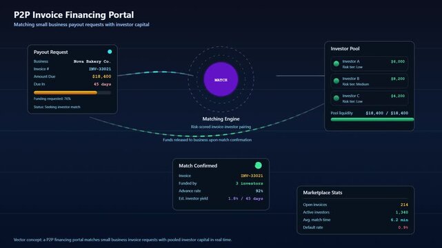 P2P Invoice Financing Digital Portal Matching Interface Concept