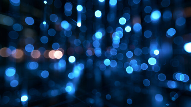 Abstract Blue Bokeh Lights Background for Technology and Digital Network