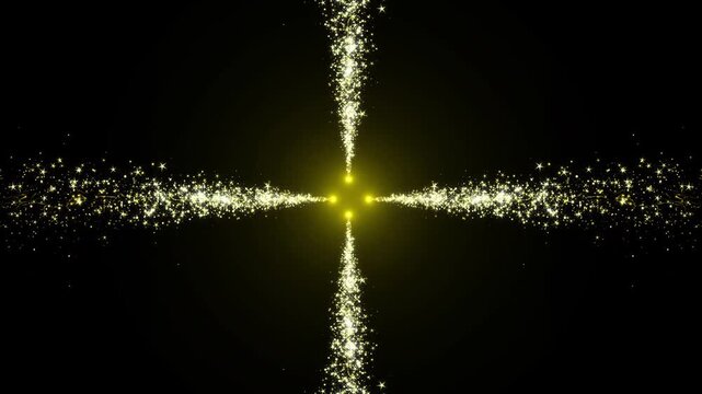 Magical glitter light trail with luxury golden sparkles, fairy dust swirl, twinkling gold particles, glowing star animation on black background in 4k loop cinematic seamless loop