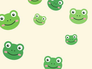 Fototapeta premium Kawaii Cartoon Frogs Happy Green Pattern