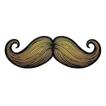 Yellow mustache icon with curly ends vector illustration