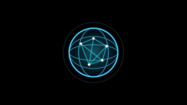 Animated Global Network Sphere Data Connection Line Icon
