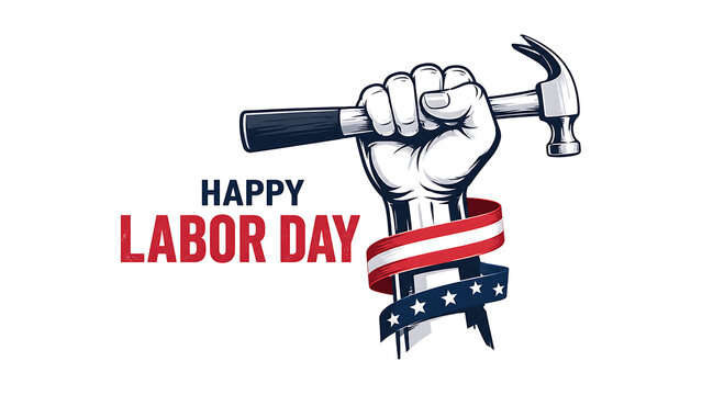 Happy labor day celebration with american flag and text Labor Day, Happy Labor Day, American Labor Day, Labor Day USA