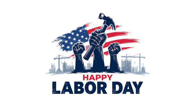Strong worker carrying american flag on labor day Happy Labor Day, American Labor Day, Labor Day USA, Labor Day, Labor Day 2026	