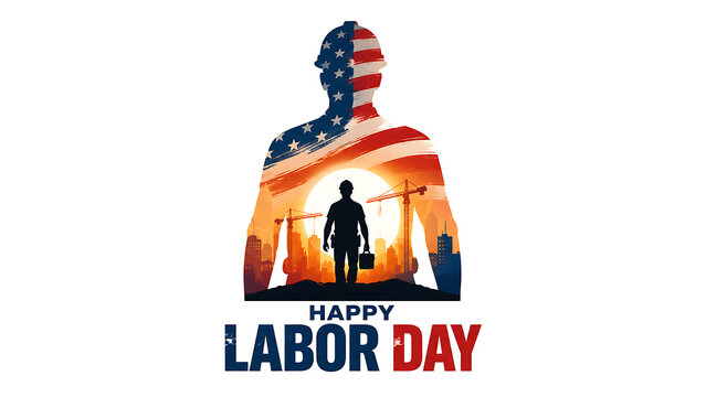 Happy labor day celebration with american flag silhouette Labor Day, Happy Labor Day, American Labor Day, Labor Day USA