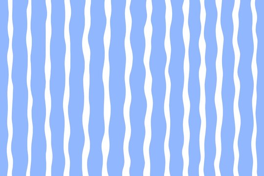 Blue and White Wavy Stripe Pattern with Distorted Vertical Lines. Cute Wallpaper Background for children's fabric, nursery room decor, playful textile design prints, packaging, branding, web layouts