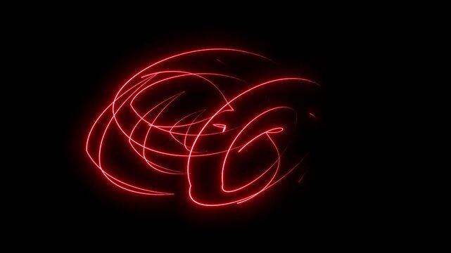 Abstract neon red background on black screen, red orbit trails style background, bright red glowing orbit trails forming an abstract energy, dynamic neon light trails Intertwined energy, 4K