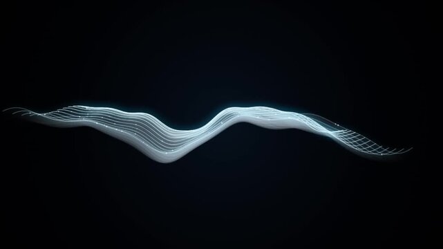 Futuristic White Neon Audio Sound Wave Ribbon Loop